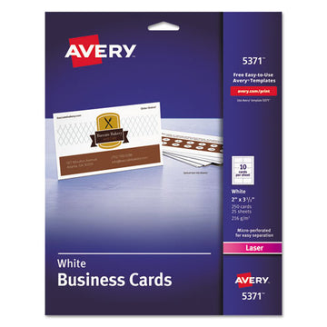 Avery® Printable Microperforated Business Cards W-sure Feed Technology, Laser, 2 X 3.5, White, 250 Cards, 10-sheet, 25 Sheets-pack freeshipping - TVN Wholesale